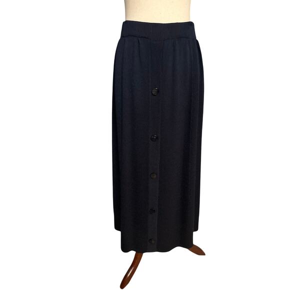 Vintage St. John Separates Navy Santana Knit Button Front Long Skirt USA Size 8 - Picture 2 of 10